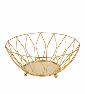 Gold Fruit <b>Basket</b> Metal Fruit Bowl with Wooden Base Wire <b>Storage</b> <b>Basket</b> for Countertop Organizer Factory Wholesale Bulk Supplier - Product Image 6