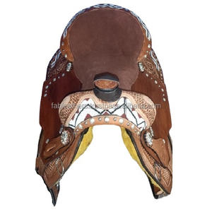 Selle d'équitation en cuir véritable de style Cowboy américain magnifiquement fabriquée à la main pour une équitation confortable - Product Image 6