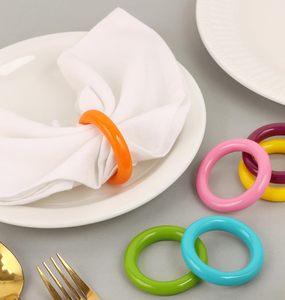 Modern Resin Napkin Rings <b>Set</b> Colorful Ring Shape Table Decor Party Accessory Durable 4.5cm Width - Product Image 3