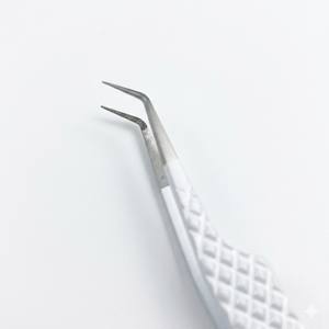 Pinzas de fibra de acero inoxidable blancas personalizadas para extensión de pestañas, pinzas de microfibra puntiagudas para pestañas con etiqueta privada - Product Image 6