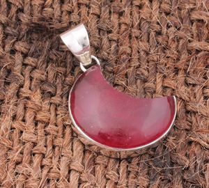 Wholesale Natural Red <b>Jade</b> Pendant 925 Sterling Silver Half Moon Shape Charm <b>Jewelry</b> Manufacturer Bulk Price Factory Direct - Product Image 4
