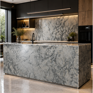SOON CERAMIC LLP Marbre DOVER WHITE CHISEL Calcite Grande dalle polie Design moderne écologique Modèle 3D pour mur de salon - Product Image 1