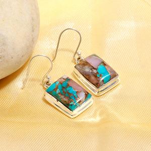 Pink Spiny Oyster Turquoise Gemstone Silver Plated 925 Sterling Silver Designer Hook <b>Handmade</b> <b>Earring</b> Jewelry Gift Anniversary - Product Image 2
