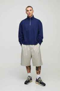 Sweat-shirt à col montant pour homme, bleu marine, coupe ample, style décontracté, tricoté, manches longues, couleur unie, style automne - Product Image 6