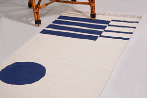 Cotton Handmade Modern Style Non-Slip Eco-Friendly Flat Pile Custom Area <b>Rug</b> for Kitchen & <b>Hallway</b> <b>Runner</b> Blue - Product Image 2