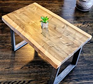 Mesa de Centro de Madera Sólida con Acabado Natural y Patas de Metal, Mueble Elegante para Decoración de Sala de Estar Moderna - Product Image 2