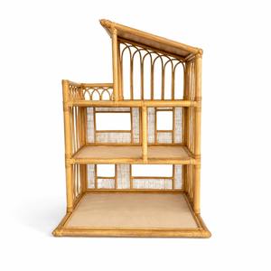 Maison de poupée en bois sur mesure, maison de poupée en rotin tendance, meubles pour poupées faits à la main, maisons de poupées jouets - Product Image 1