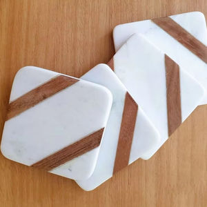 Design Marble Stone <b>Coasters</b> Set 4 Eco-Friendly Customized Color <b>Drink</b> Holders Table Protection Home - Product Image 2