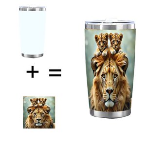 20oz Stainless Steel Tumbler Vacuum Insulated <b>Double</b> <b>Wall</b> No Condensation Travel <b>Mug</b> With Lion Design - Product Image 1