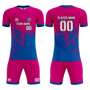 Nouvelle conception, ensemble maillot et short de football personnalisé, numéros et lettres d'équipe, semi-respirant, séchage rapide, tenue d'équipe, fournisseur en gros OEM ODM - Product Image 1