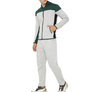 Men's Color Blocking Tracksuit Full <b>Zip</b> <b>Hooded</b> Sweatshirt With Side Pockets Casual Wear Polyester Cotton Blend Regular Fit - Product Image 1