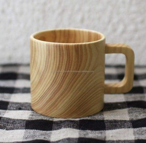 Tasse en bois moderne avec poignée en bois de rose, couleur Burlywood, logo personnalisable – Cadeau pour étudiant, camping, usage quotidien, fait main - Product Image 2