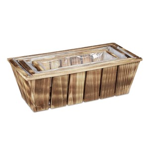Ensemble de 3 jardinières en bois avec feuille d'aluminium, pot de fleurs écologique pour la décoration intérieure/extérieure du jardin, du balcon, fabriqué au Vietnam - Product Image 2