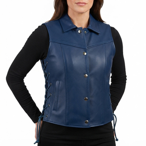 Chaleco de Invierno Reversible para Mujer, de Cuero Vacuno Genuino, con Cuello Camisero, Botones y Bolsillos, Sin Mangas - Product Image 6