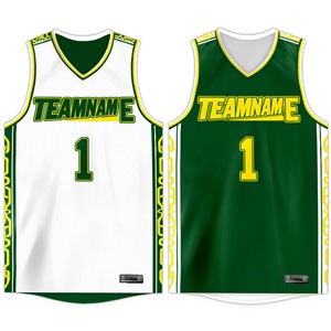 Camiseta de Baloncesto Personalizada Reversible con Estampado, Blanca, Sublimada, Cuello en V, Poliéster, OEM, ODM, Venta al Por Mayor - Product Image 5