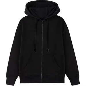 Sweat à capuche vintage pour homme, 100% coton, épais, streetwear, coupe oversize, fermeture éclair double sens, épaules tombantes, vierge - Product Image 1