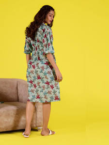 Vestido Midi Formal para Mujer Talla Grande, Cuello en V, Estampado Floral, Cintura Natural, Georgette, Impresión Digital - Product Image 2