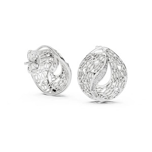 Open Work Designer <b>Stud</b> Earring Women's Push Back <b>Stud</b> Earring Round Moissanite Diamond Wedding Earring Party Wear <b>Stud</b> Earring - Product Image 4