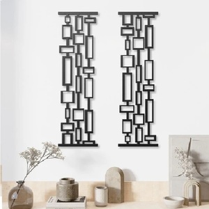 Elegant Geometric Metal Wall Art <b>Black</b> Gold Abstract Design <b>Large</b> 33-40 Inch Home Decoration Handmade Iron <b>Framed</b> Decoration - Product Image 3