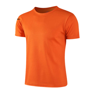 T-shirt à manches courtes en tricot bleu pour homme, coupe classique, col rond, respirant, couleur unie, 100% polyester - Product Image 3