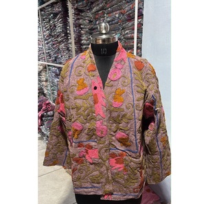 Vintage Ethnic Kantha <b>Jacket</b> <b>for</b> <b>Women</b> Woven Breathable Quick Dry Lightweight Casual Outerwear <b>for</b> Spring <b>Summer</b> Winter Outings - Product Image 1
