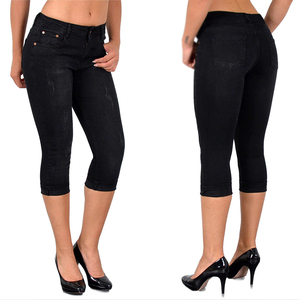 Jeans ajustados de mezclilla para mujer, de cintura alta, con logo personalizado, color personalizado, transpirables, de algodón, estilo urbano - Product Image 6