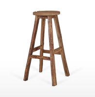 Ensemble de deux tabourets de bar en bois rustique et industriel, chaises hautes à structure métallique, design vintage style ferme pour cuisine, salle à manger, pubs