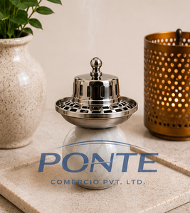 Quemador de incienso árabe de metal plateado con base de mármol natural, Mabkhara moderna para Bakhoor y Loban, decoración premium para el hogar y meditación. - Product Image 2