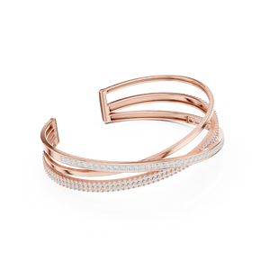 Rose Gold Lab Grown Diamond Criss Cross Open Cuff <b>Bangle</b> <b>Bracelet</b> for Women Luxury Fine Jewelry - Product Image 3
