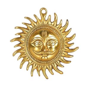 Surya Dev Metal <b>Wall</b> Hanging Sun Face Statue for Puja Vastu Brass Finished Surya Bhagwan <b>Wall</b> <b>Decor</b> for Home Entrance - Product Image 3