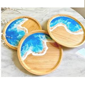 Bandeja de servir decorativa de madera hecha a mano con acabado esmaltado o bandeja de servir de ratán para bebidas frías y café, suministrada por India - Product Image 5