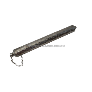 Handcrafted Style Wedding Invitation Tube <b>Silver</b> Plated Brass Decorative Scroll Case With Chain For Wedding Card Presentation - Product Image 5