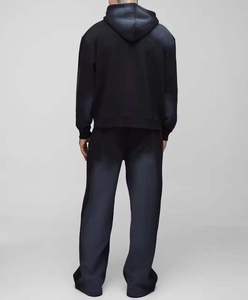 Precio al por mayor: Chándal para hombre con lavado ácido - Personalizable, 100% algodón, transpirable, ligero, estilo urbano, con sudadera con cremallera y pantalones acampanados - Product Image 4
