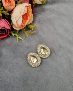 Trendy Tear Drop Gemstone <b>Stud</b> <b>Earrings</b> Elegant <b>Crystal</b> Frame Oversized <b>Stud</b> <b>Earrings</b> For Women Party Wear Wholesale Collections - Product Image 2