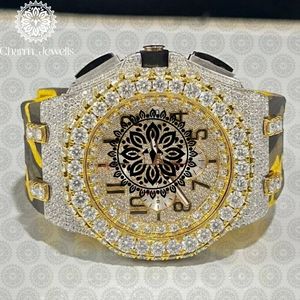 Luxury Men's Diamond Encrusted Stainless Steel Watch 40mm Case Analog Mechanical Movement <b>Chronograph</b> 10 Bar Water Resistant - Product Image 1