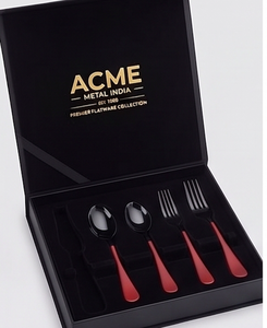 Ensemble de couverts en acier inoxydable finition noir mat avec manche rouge pour la salle à manger, la cuisine, les fêtes, les cadeaux et l'usage quotidien - Product Image 3