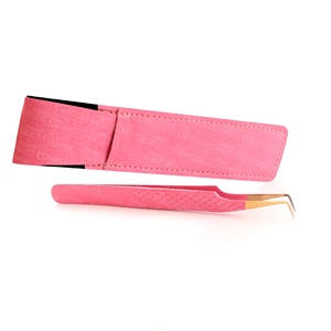 Crafted from high quality PU <b>leather</b> offering durability with soft premium feel elegant <b>pouch</b> eyelash tweezer custom logo - Product Image 1
