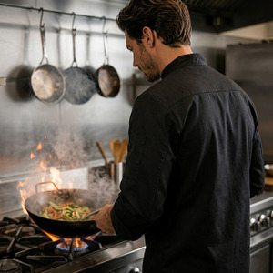 Wholesale Regular Fit Chef Uniform Long Sleeve Breathable Polyester Cotton <b>Kitchen</b> Jacket for Hotel & Restaurant - Product Image 2