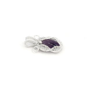 Colgante de Amatista con Alambre Plateado, Estilo Bohemio, Unisex, Forma Marquesa, Collar Hecho a Mano para Uso Diario - Product Image 2