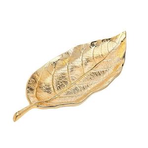 Food Grade Metal Leaf Platter Decorative Trays For Table Accessories Wedding occasion Decor Luxury Leaf Dish <b>hand</b> <b>Casted</b> - Product Image 6