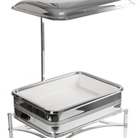Plat de service rectangulaire en acier inoxydable de luxe avec couvercle suspendu, chauffe-plats de buffet grande capacité pour hôtels, mariages et traiteurs