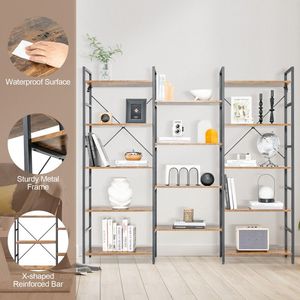 Libreria Industriale Grande a Tre Ripiani con Struttura in Metallo per Soggiorno, Studio, Supermercato - Product Image 4