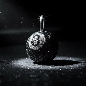 Collar de moda con colgante de bola personalizada con número en oro blanco de 10K, estilo étnico, con diamante natural, idea de regalo unisex, joyería. - Product Image 1