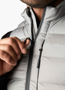 Gilet matelassé gris pour homme à col montant, coupe-vent, fermeture éclair, décontracté, sans manches, couleur unie, rembourrage en polyester - Product Image 5