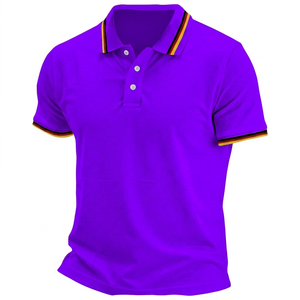 เสื้อโปโลแขนสั้นสีขาวสำหรับผู้ชายพร้อมปกและปลายแขนเสื้อประดับธงชาติเยอรมันผ้าฝ้ายระบายอากาศสีทึบลำลอง - Product Image 3