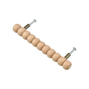 Tirador de Mueble con Perlas de Madera, Manija en T para Gabinete, Pomo para Cajón, Grano de Madera Natural, Montaje con Tornillo - Product Image 1