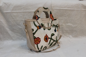 Floral Embroidered ari work Tote Bag PU Leather Shoulder <b>Handbag</b> Casual Carryall for Daily Use - Product Image 5