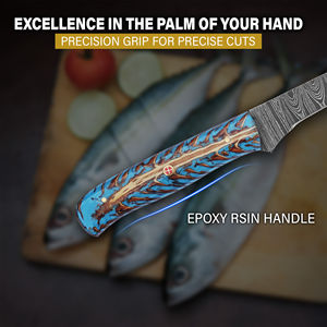 Couteaux à filet en acier Damas à lame pleine, flexibles, professionnels, de qualité culinaire - Product Image 3