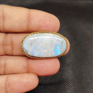 Colgante de Piedra Lunar 100% Natural con Ranura, de Alta Calidad, con Ranura de Latón, Precio al por Mayor, Lote de Colgantes de Macramé con Piedra Lunar, Cristal - Product Image 1