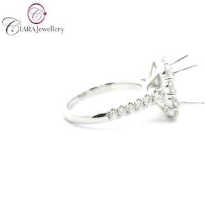 Precio directo de fábrica de lujo clásico Halo 18K Au750 oro blanco sólido 8, 5X8, 5MM/3CT anillo de cojín de montaje para bodas Natural - Product Image 4